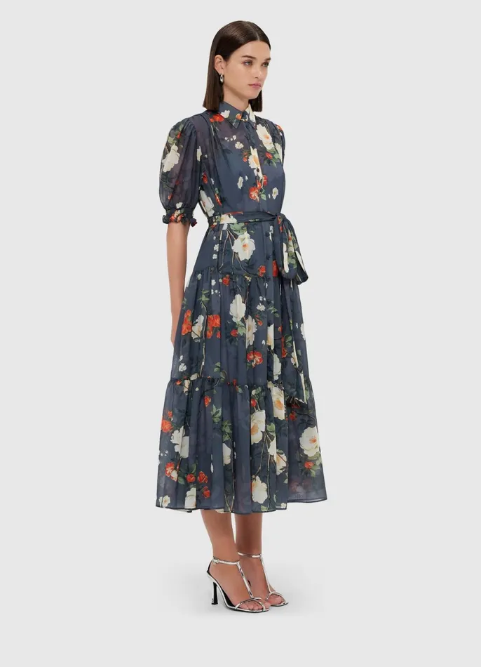 Dresses and Jumpsuits Women LEO LIN Ellie Bishop Sleeve Midi Dress 8211 Pear Blossom Print