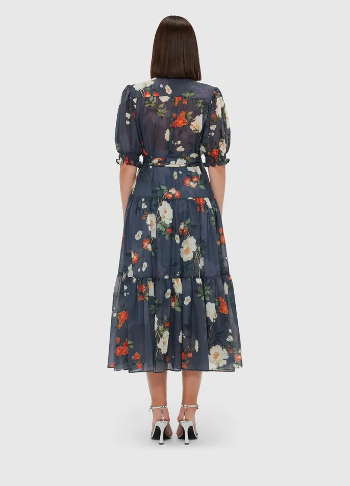 Dresses and Jumpsuits Women LEO LIN Ellie Bishop Sleeve Midi Dress 8211 Pear Blossom Print