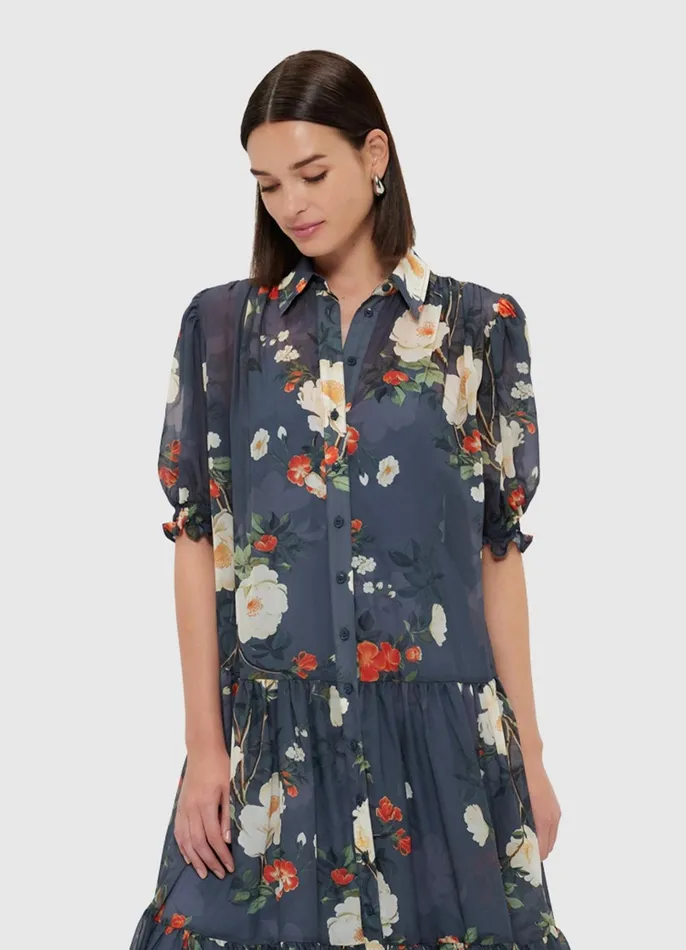 Dresses and Jumpsuits Women LEO LIN Ellie Bishop Sleeve Midi Dress 8211 Pear Blossom Print