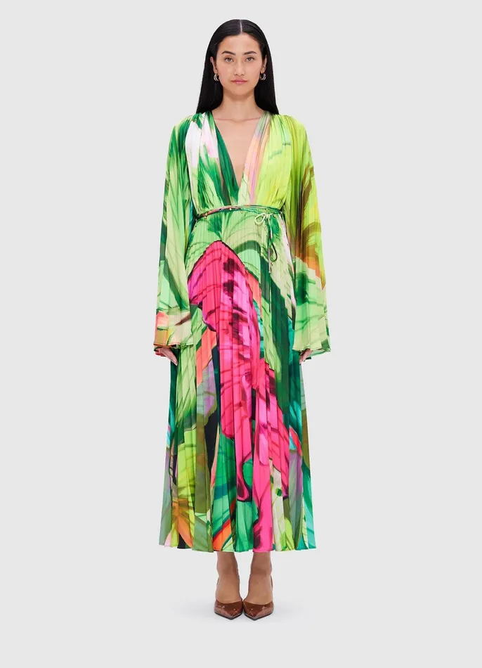 Dresses and Jumpsuits Women LEO LIN Tatiana Maxi Dress 8211 Papillon Print In Green