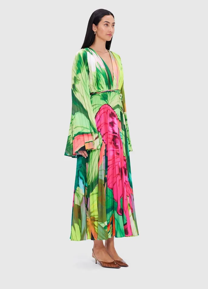 Dresses and Jumpsuits Women LEO LIN Tatiana Maxi Dress 8211 Papillon Print In Green