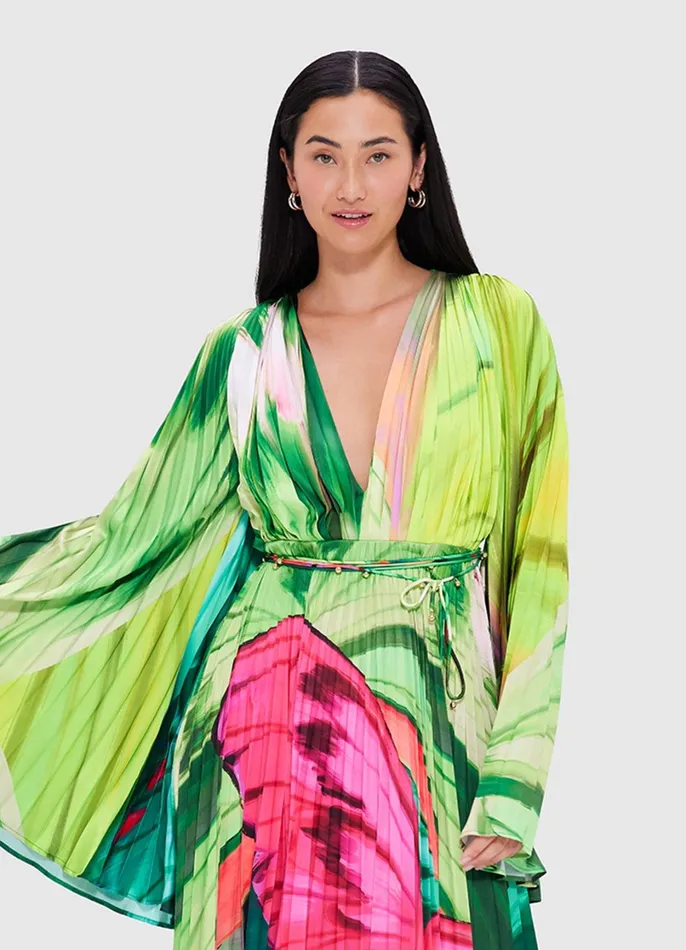 Dresses and Jumpsuits Women LEO LIN Tatiana Maxi Dress 8211 Papillon Print In Green