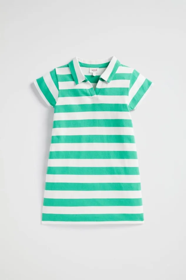 Dresses Girl Seed Heritage Core Rugby Dress Jade Green Stripe