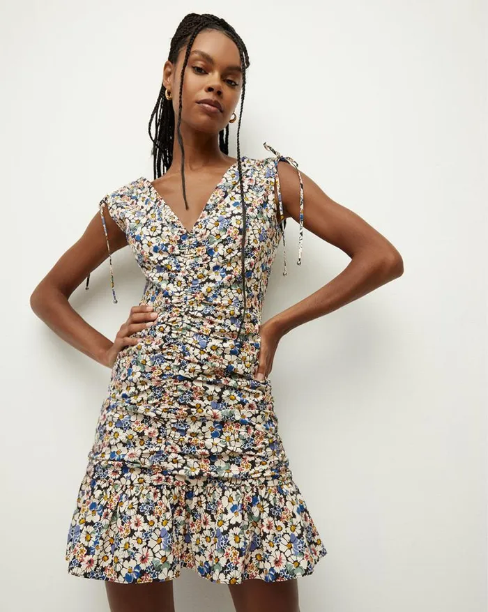 Dresses Shop Veronica Beard Jackson FloralPrint Dress Black Multi
