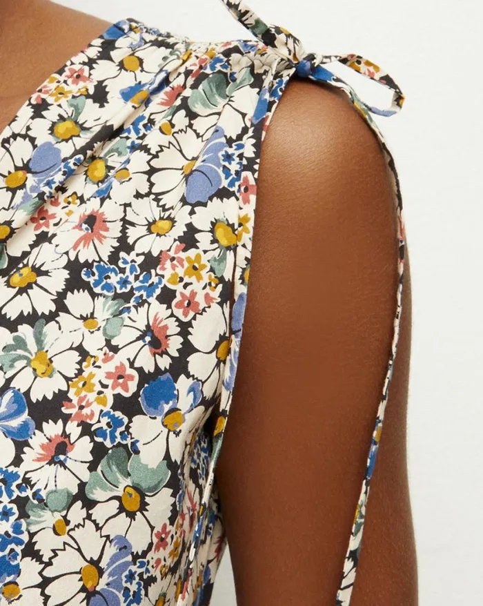 Dresses Shop Veronica Beard Jackson FloralPrint Dress Black Multi