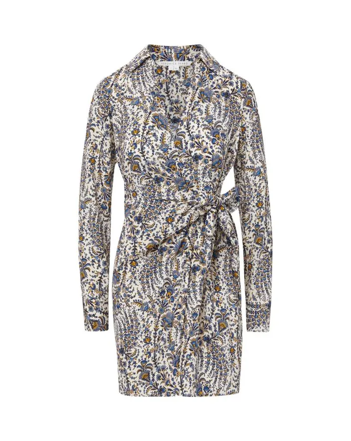 Dresses Shop Veronica Beard Lavella Floral Wrap Dress Ecru Multi