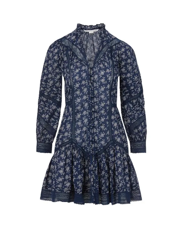 Dresses Shop Veronica Beard Nayari CottonVoile Dress Marineoffwhite