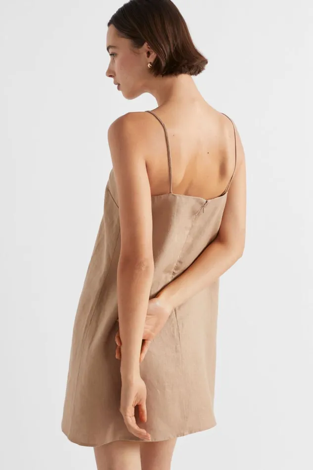 Dresses Woman Seed Heritage Core Linen A Line Mini Dress Barley