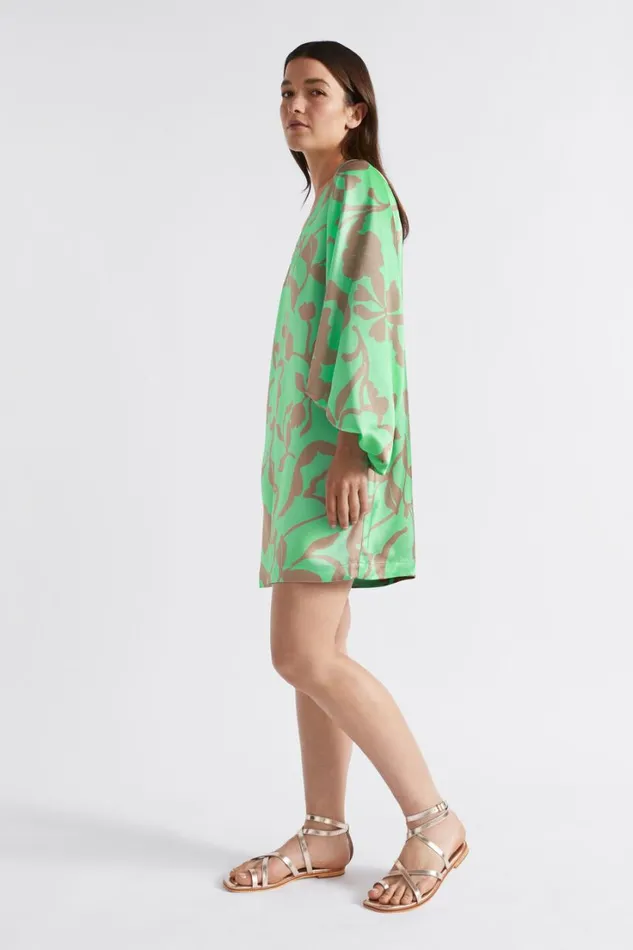 Dresses Woman Seed Heritage Satin Floral Mini Dress Key Lime Floral