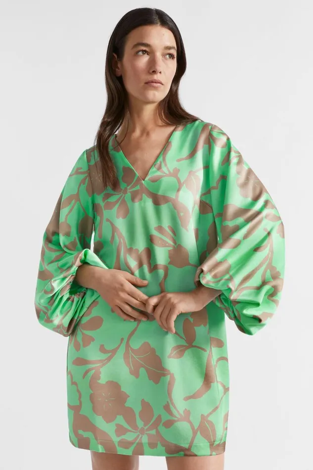 Dresses Woman Seed Heritage Satin Floral Mini Dress Key Lime Floral