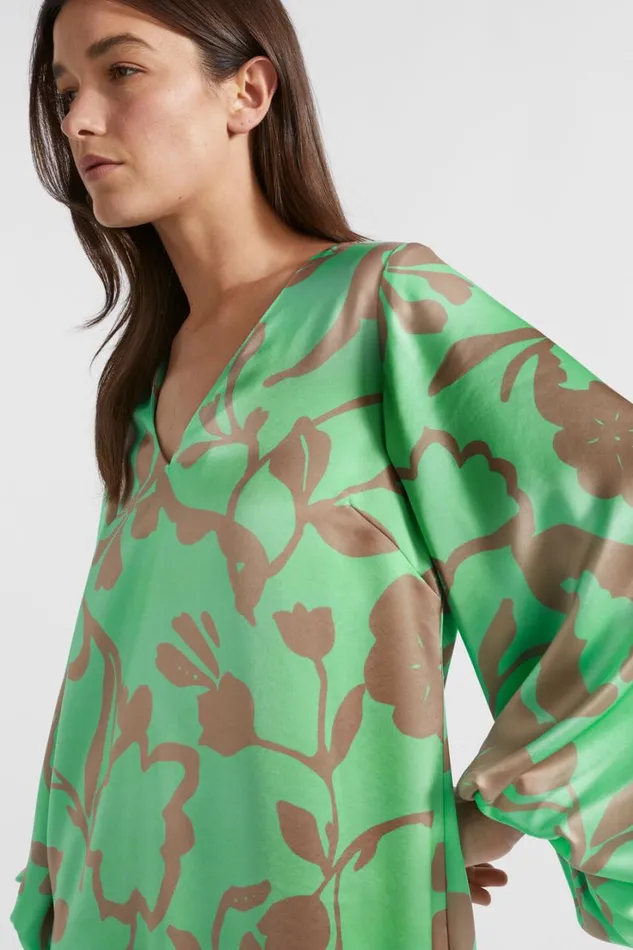 Dresses Woman Seed Heritage Satin Floral Mini Dress Key Lime Floral