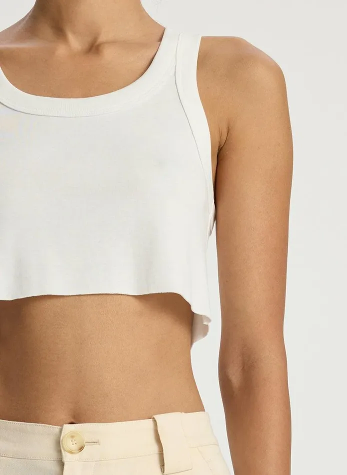 Dresses Women ALC Halsey Cropped Cotton Rib Tank White Dresses Women ALC Halsey Cropped Cotton Rib Tank White