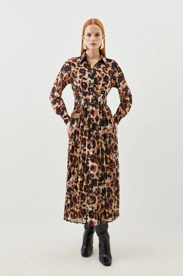 Dresses Women Karen Millen Blurred Animal Pleated Georgette Woven Shirt Midi Dress Animal Dresses Women Karen Millen Blurred Animal Pleated Georgette Woven Shirt Midi Dress Animal