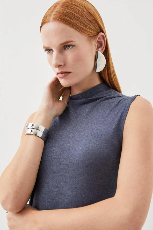 Dresses Women Karen Millen Cashmere Blend Knit Midaxi Dress Slate Blue