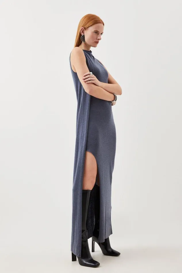 Dresses Women Karen Millen Cashmere Blend Knit Midaxi Dress Slate Blue