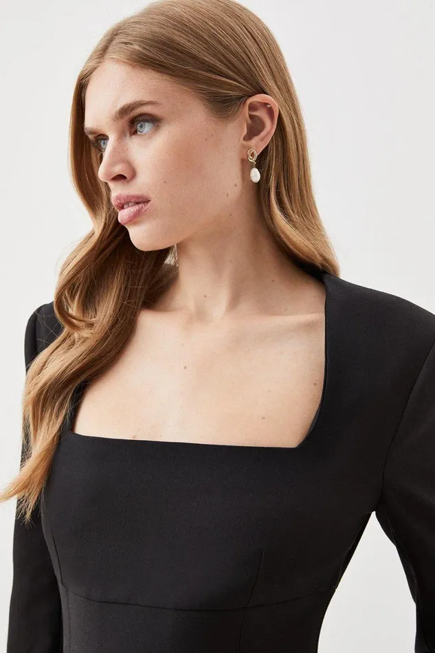 Dresses Women Karen Millen Clean Tailored Sweetheart Neckline Midi Dress Black