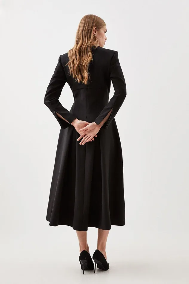 Dresses Women Karen Millen Clean Tailored Sweetheart Neckline Midi Dress Black
