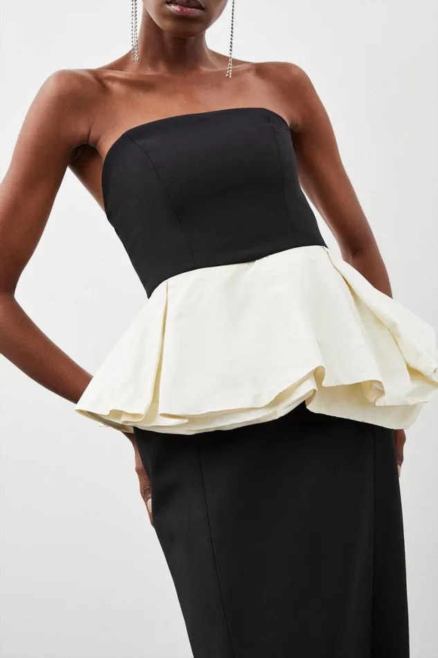 Dresses Women Karen Millen Compact Stretch Double Ruffle Bandeau Midi Dress Mono