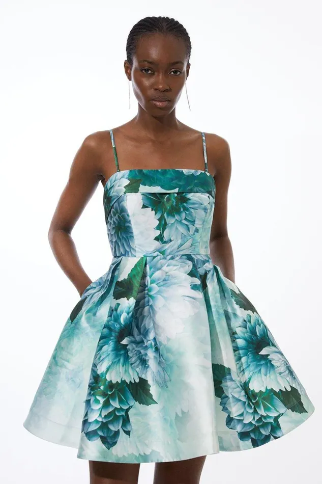 Dresses Women Karen Millen Garden Floral Mini Prom Dress Green