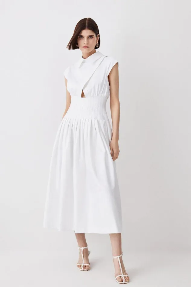 Dresses Women Karen Millen Lydia Millen Cotton Wrap Detail Full Skirt Midaxi
