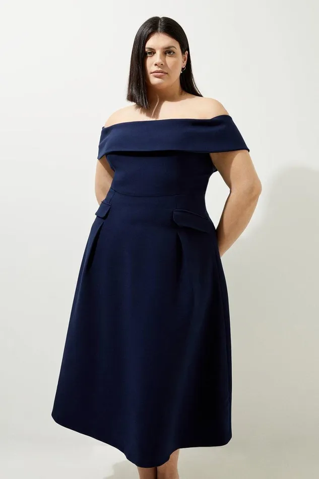 Dresses Women Karen Millen Lydia Millen Plus Size Compact Stretch Bardot Full Skirt Tailored Midaxi Dress Navy Dresses Women Karen Millen Lydia Millen Plus Size Compact Stretch Bardot Full Skirt Tailored Midaxi Dress Navy