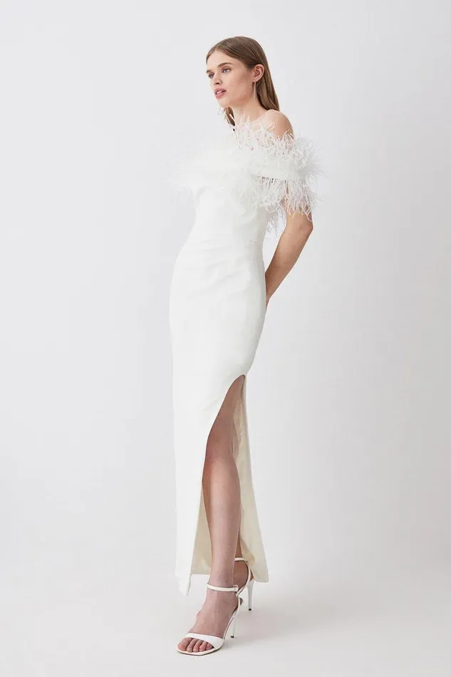 Dresses Women Karen Millen Petite Feather Bardot Stretch Crepe Maxi Dress Ivory Dresses Women Karen Millen Petite Feather Bardot Stretch Crepe Maxi Dress Ivory