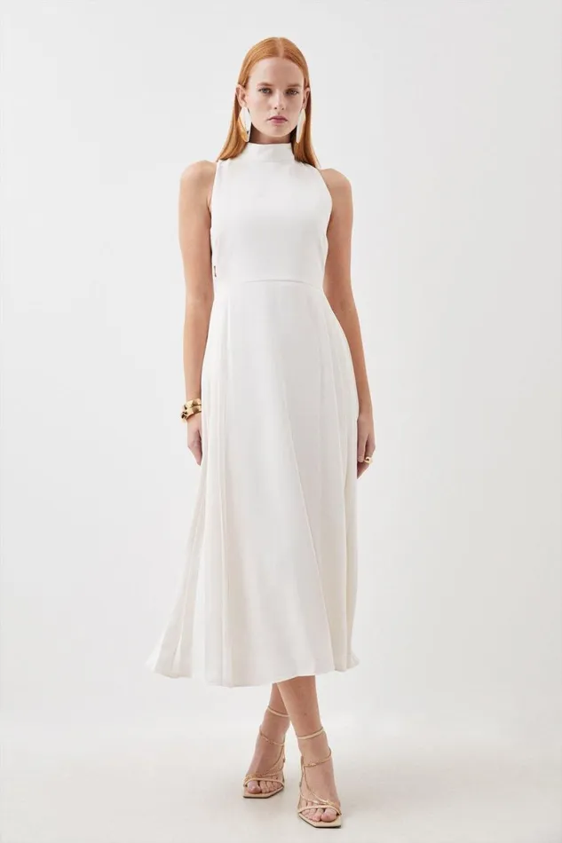 Dresses Women Karen Millen Petite Soft Tailored Pleated Panel Midaxi Dress Ivory Dresses Women Karen Millen Petite Soft Tailored Pleated Panel Midaxi Dress Ivory