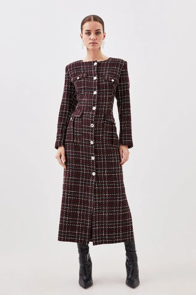 Dresses Women Karen Millen Petite Tailored Boucle Pocket Detail Long Sleeve Midi Dress Merlot Dresses Women Karen Millen Petite Tailored Boucle Pocket Detail Long Sleeve Midi Dress Merlot