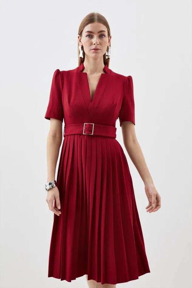 Dresses Women Karen Millen Petite Tailored Structured Crepe Forever Pleat Midi Dress Oxblood Dresses Women Karen Millen Petite Tailored Structured Crepe Forever Pleat Midi Dress Oxblood
