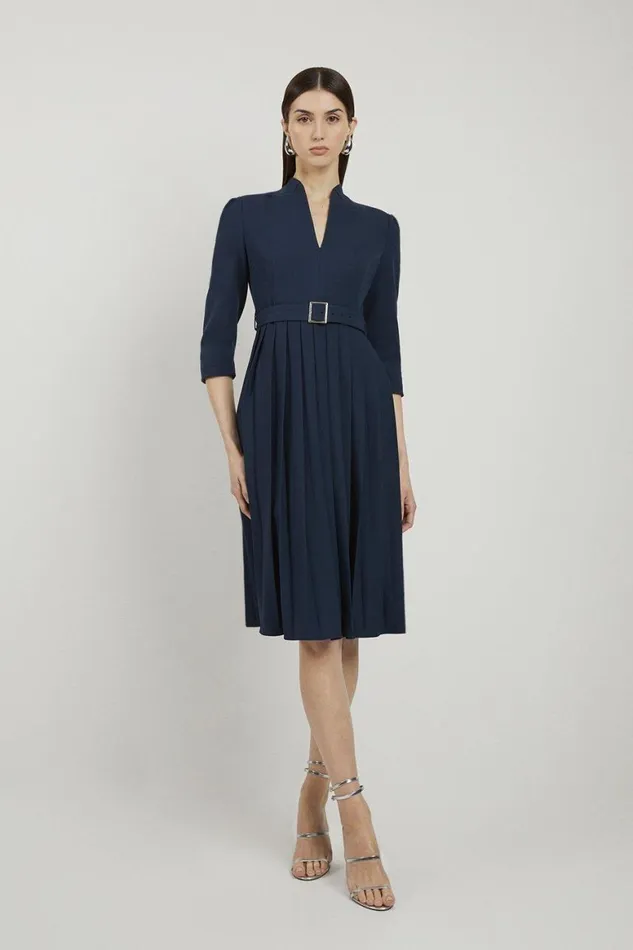 Dresses Women Karen Millen Petite Tailored Structured Crepe Pleated Midi Dress Navy Dresses Women Karen Millen Petite Tailored Structured Crepe Pleated Midi Dress Navy