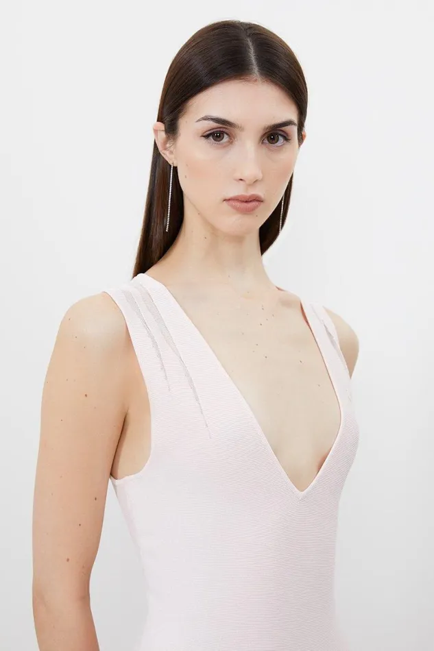 Dresses Women Karen Millen Petite Viscose Blend Sheer Skirt Maxi Knit Dress Soft Pink