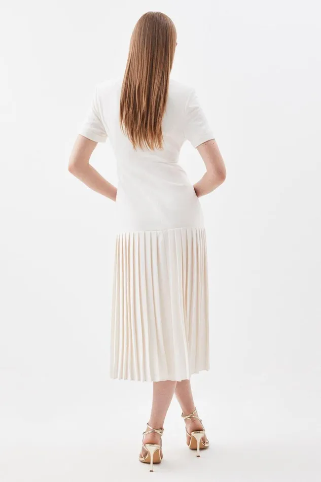 Dresses Women Karen Millen Pleated Woven Midi Blazer Dress Ivory