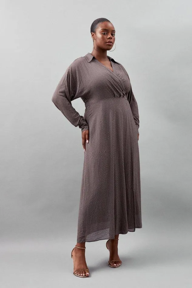 Dresses Women Karen Millen Plus Size Embellished Plunge Batwing Woven Maxi Dress Silver Dresses Women Karen Millen Plus Size Embellished Plunge Batwing Woven Maxi Dress Silver
