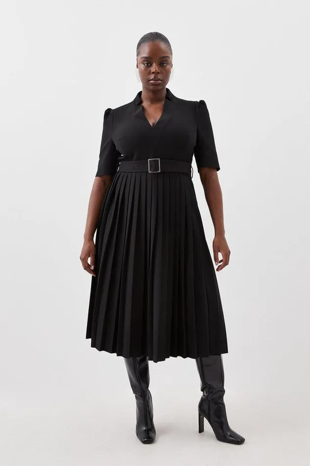 Dresses Women Karen Millen Plus Size Structured Crepe Forever Pleat Dress Black Dresses Women Karen Millen Plus Size Structured Crepe Forever Pleat Dress Black