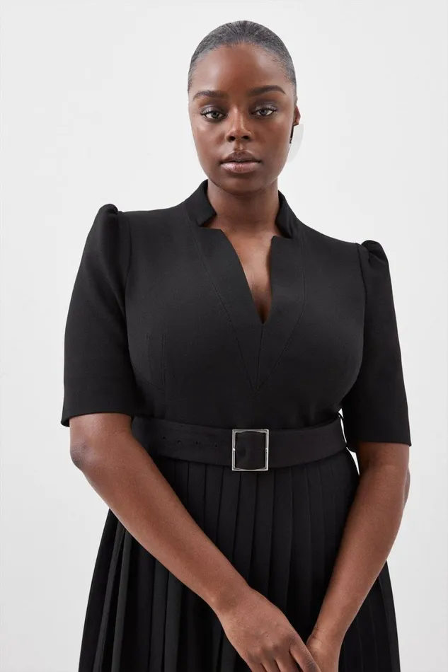 Dresses Women Karen Millen Plus Size Structured Crepe Forever Pleat Dress Black