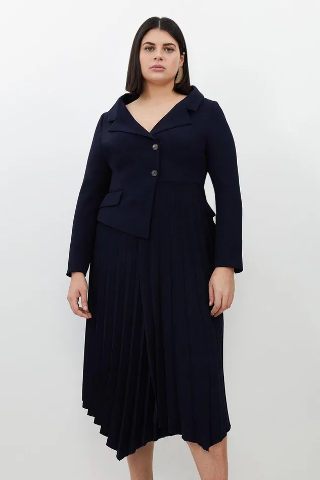 Dresses Women Karen Millen Plus Size Tailored Crepe Asymmetric Pleated Skirt Dress Navy Dresses Women Karen Millen Plus Size Tailored Crepe Asymmetric Pleated Skirt Dress Navy