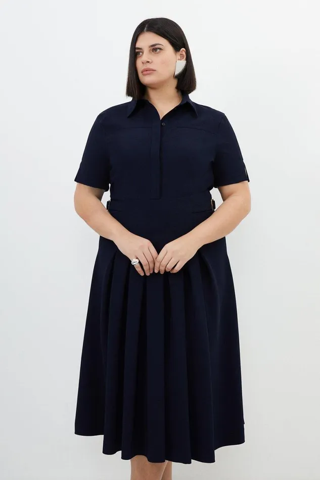 Dresses Women Karen Millen Plus Size Tailored Crepe Short Sleeve Pleated Midi Dress Navy Dresses Women Karen Millen Plus Size Tailored Crepe Short Sleeve Pleated Midi Dress Navy