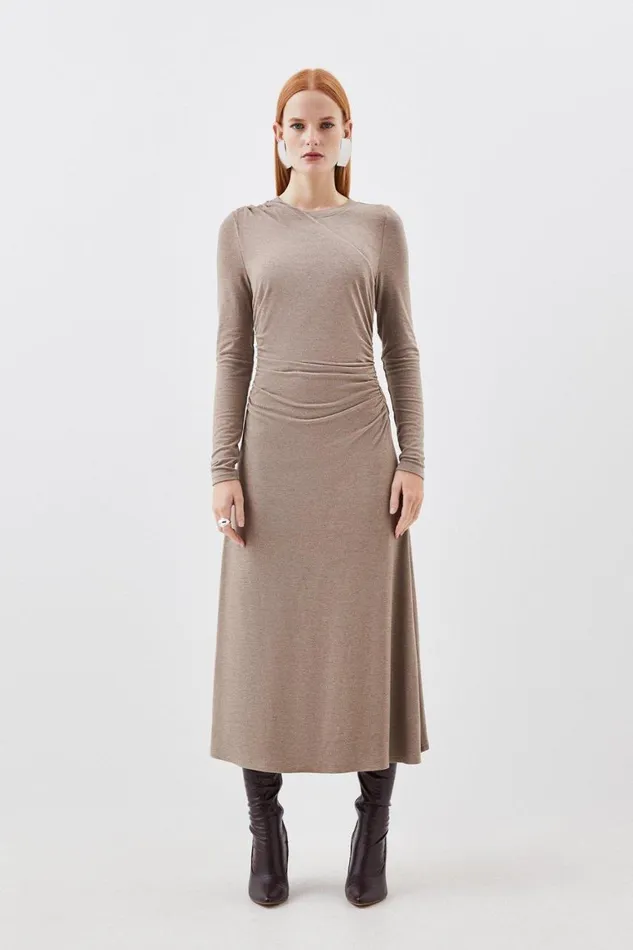 Dresses Women Karen Millen Premium Soft Touch Jersey Midaxi Dress Oatmeal