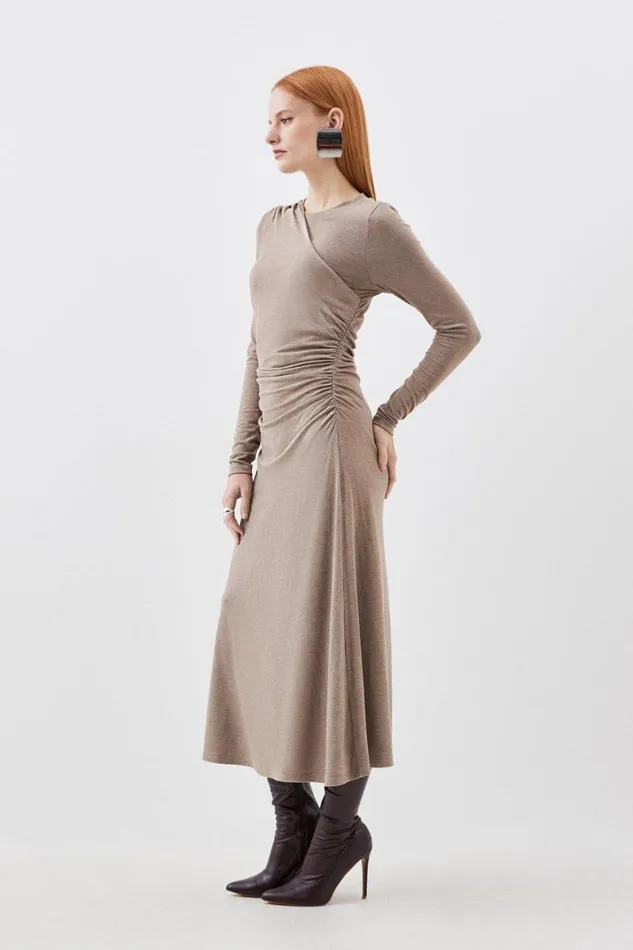Dresses Women Karen Millen Premium Soft Touch Jersey Midaxi Dress Oatmeal