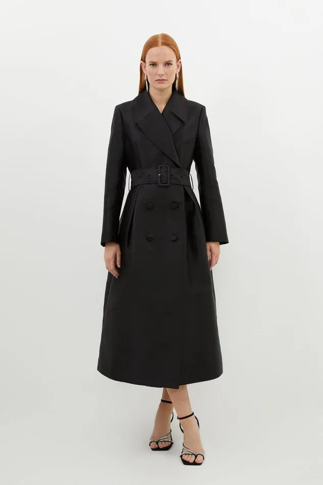 Dresses Women Karen Millen Satin Twill Tailored Full Skirted Belted Midaxi Dress Black Dresses Women Karen Millen Satin Twill Tailored Full Skirted Belted Midaxi Dress Black