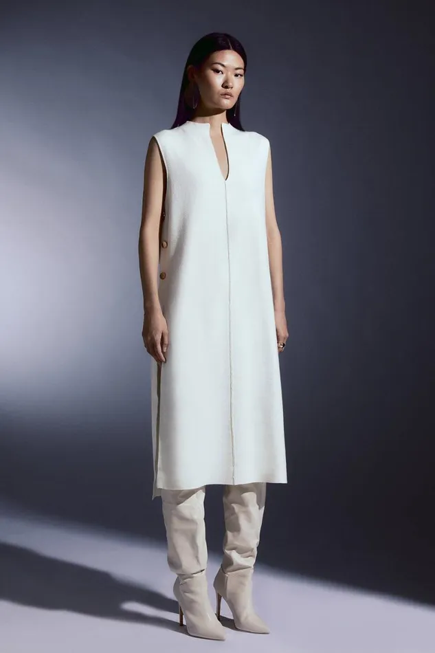 Dresses Women Karen Millen Sleeveless Milano Knit Midi Dress Ivory