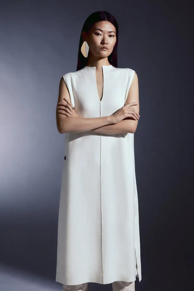 Dresses Women Karen Millen Sleeveless Milano Knit Midi Dress Ivory