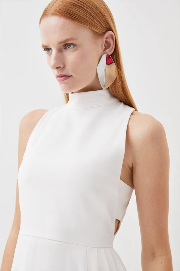 Dresses Women Karen Millen Soft Tailored Pleated Panel Midaxi Dress Ivory