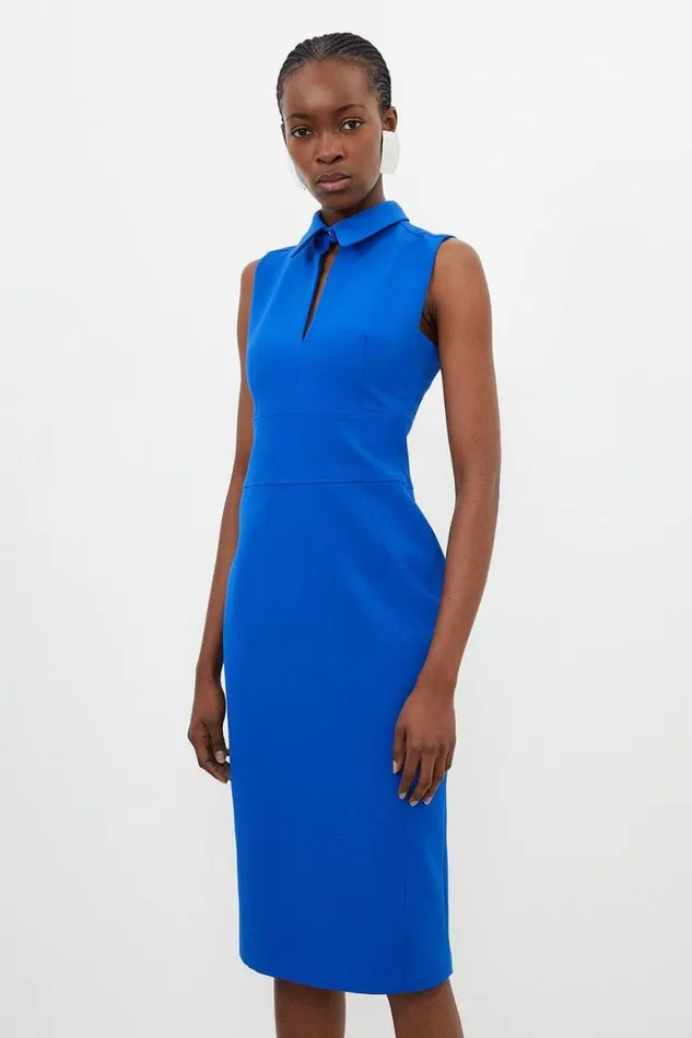 Dresses Women Karen Millen Stretch Crepe Cut Out Detail Collared Tailored Midi Dress Cobalt Dresses Women Karen Millen Stretch Crepe Cut Out Detail Collared Tailored Midi Dress Cobalt