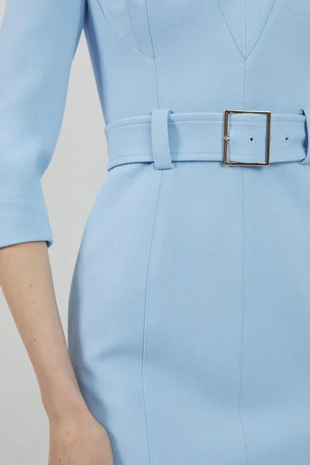 Dresses Women Karen Millen Structured Crepe Forever Midi Pencil Dress Pale Blue