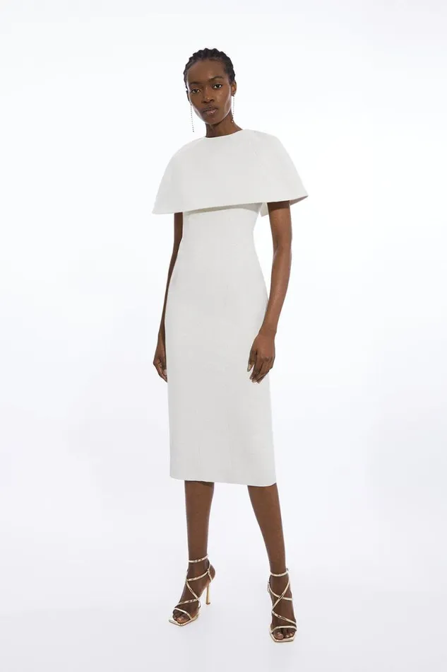 Dresses Women Karen Millen Tailored Metallic Cape Detailed Midaxi Pencil Dress Ivory Dresses Women Karen Millen Tailored Metallic Cape Detailed Midaxi Pencil Dress Ivory