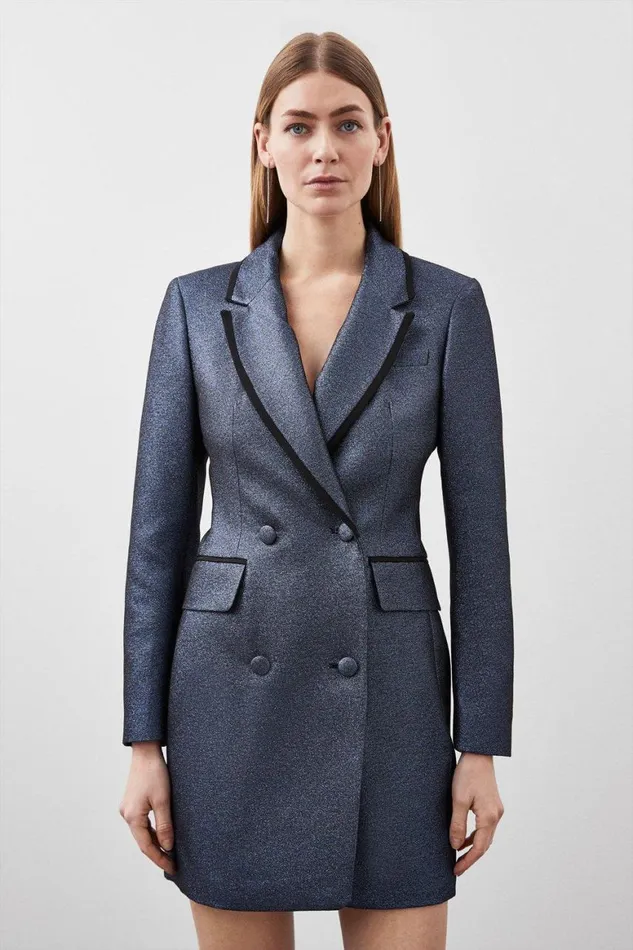 Dresses Women Karen Millen Tailored Open Back Mini Blazer Dress Blue