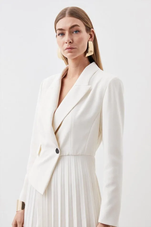 Dresses Women Karen Millen Tailored Pleated Midi Dress Ivory