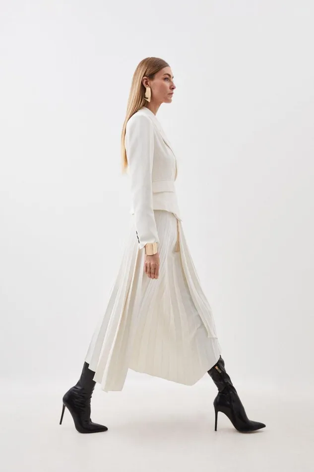 Dresses Women Karen Millen Tailored Pleated Midi Dress Ivory