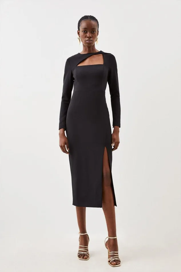 Dresses Women Karen Millen Tailored Stretch Crepe Asymmetric Panel Pencil Dress Black Dresses Women Karen Millen Tailored Stretch Crepe Asymmetric Panel Pencil Dress Black